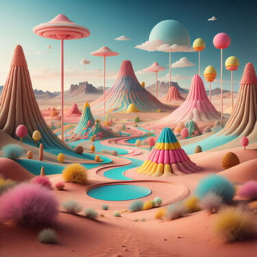 Digitale Kunst mit dem Titel "Sugarcoated Dreams" von Rhys Wyrill, Original-Kunstwerk, Digitale Malerei