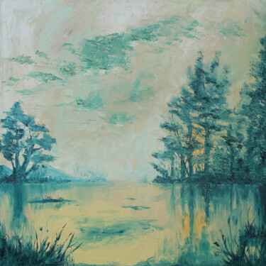 Pintura intitulada "In the green ground" por Ria Soentgerath, Obras de arte originais, Óleo