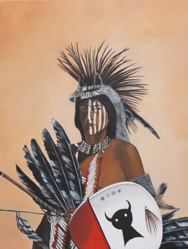 Картина под названием "Lakota/Sioux" - Ria Strijker, Подлинное произведение искусства, Масло
