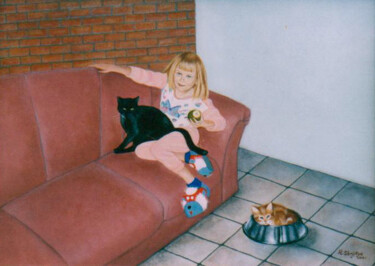 Schilderij getiteld "Lizzy" door Ria Strijker, Origineel Kunstwerk, Olie