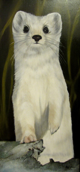 Schilderij getiteld "hermelijn" door Ria Strijker, Origineel Kunstwerk, Olie