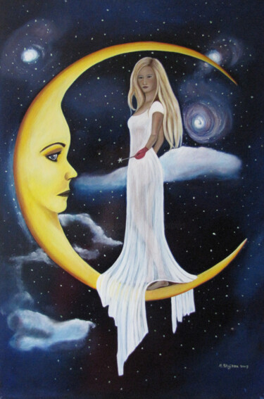 Картина под названием "Luna" - Ria Strijker, Подлинное произведение искусства, Масло
