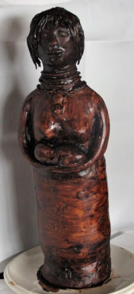Sculptuur getiteld "Moederliefde" door Ria Strijker, Origineel Kunstwerk, Klei