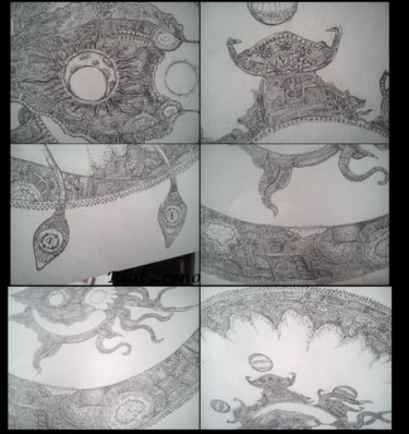 Drawing titled "Giant Squid Detail" by Rialzeeno, Original Artwork, Other