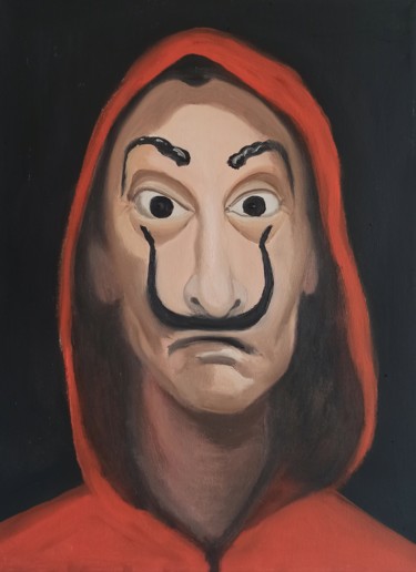 Schilderij getiteld "Money heist" door Svitlana Tokmakova, Origineel Kunstwerk, Olie