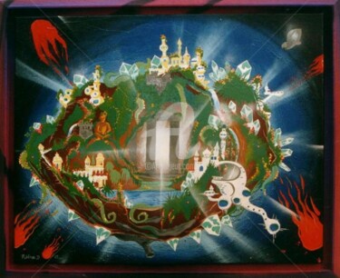 Peinture intitulée "le monde de l'étoile" par Réka, Œuvre d'art originale, Huile