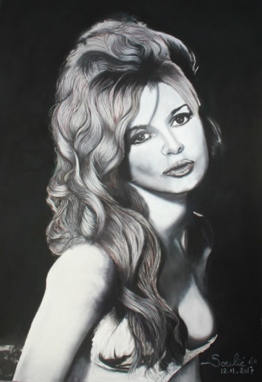 Drawing titled "BRIGITTE BARDOT des…" by Natacha Ribet, Original Artwork, Chalk