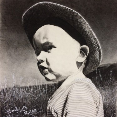 Dessin intitulée "portrait bébé" par Natacha Ribet, Œuvre d'art originale, Craie