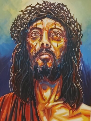 Malerei mit dem Titel "O MESSIAS" von Ricardo Carvalheira, Original-Kunstwerk, Öl