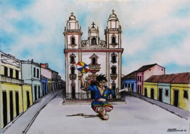 Картина под названием "Pátio São Pedro (re…" - Ricardo Carvalheira, Подлинное произведение искусства, Акрил