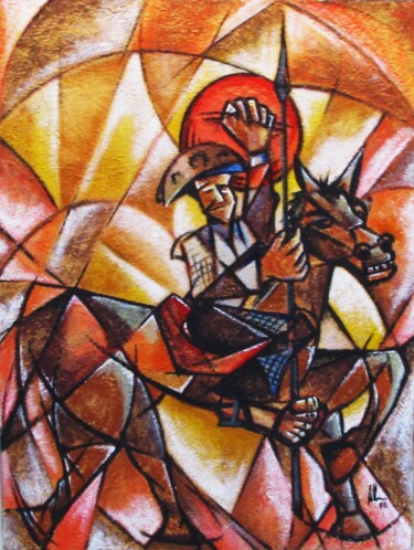 Malerei mit dem Titel "Dom Quixote Nordest…" von Ricardo Carvalheira, Original-Kunstwerk, Acryl