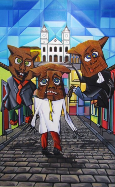 Peinture intitulée "Os caiporas" par Ricardo Carvalheira, Œuvre d'art originale, Huile