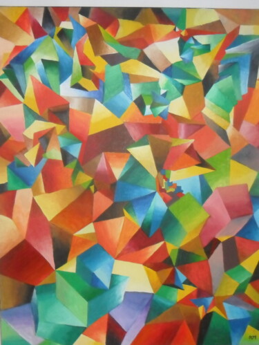 Peinture intitulée "cristals" par Ricardo Martinez, Œuvre d'art originale, Huile