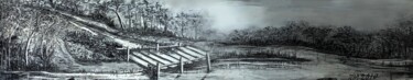 「A ponte」というタイトルの描画 Ricardo Ross Marquesによって, オリジナルのアートワーク, 木炭