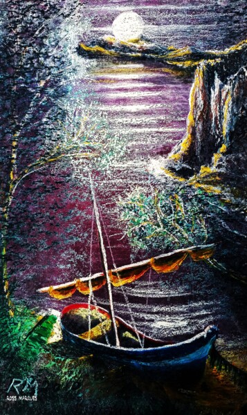 Рисунок под названием "Noite de Luar" - Ricardo Ross Marques, Подлинное произведение искусства, Пастель
