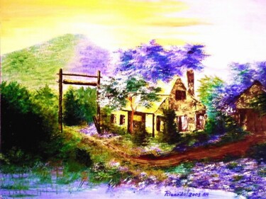 Pintura intitulada "A casa do lago" por Ricardo Ross Marques, Obras de arte originais, Óleo