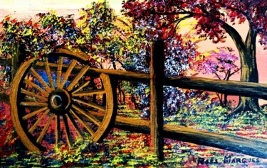 Dibujo titulada "Roda de Carreta" por Ricardo Ross Marques, Obra de arte original, Pastel