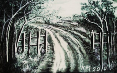 Рисунок под названием "A Porteira" - Ricardo Ross Marques, Подлинное произведение искусства, Древесный уголь