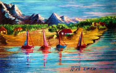 Dessin intitulée "Praia de Pescadores" par Ricardo Ross Marques, Œuvre d'art originale, Pastel