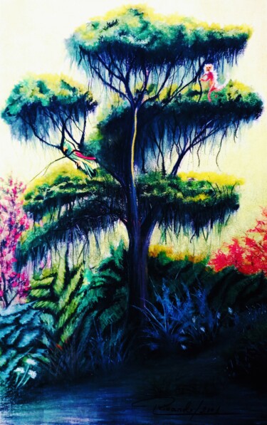 Drawing titled "A Selva" by Ricardo Ross Marques, Original Artwork, Pastel