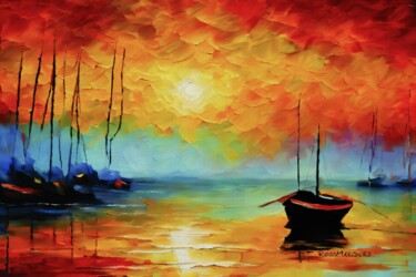 Digitale Kunst mit dem Titel "Enseada dos barcos" von Ricardo Ross Marques, Original-Kunstwerk, Digitale Malerei