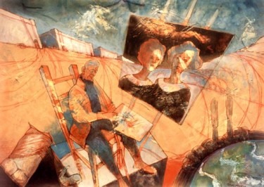 Pintura titulada "El maestro y las mu…" por Ricardo Heredia, Obra de arte original