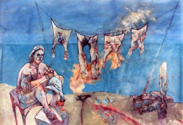 Pintura titulada "trapos al sol" por Ricardo Heredia, Obra de arte original