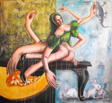 Pintura intitulada "A Osga da Cinderela…" por Ricardo Passos, Obras de arte originais