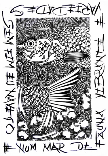 Drawing titled "PEIXES DO MAR / FIS…" by Ricaru Araujo, Original Artwork, Ink