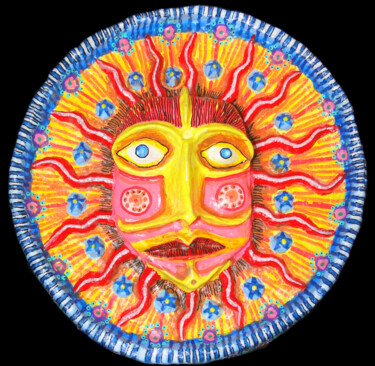 Скульптура под названием "O SOL - THE SUN" - Ricaru Araujo, Подлинное произведение искусства, Папье-маше