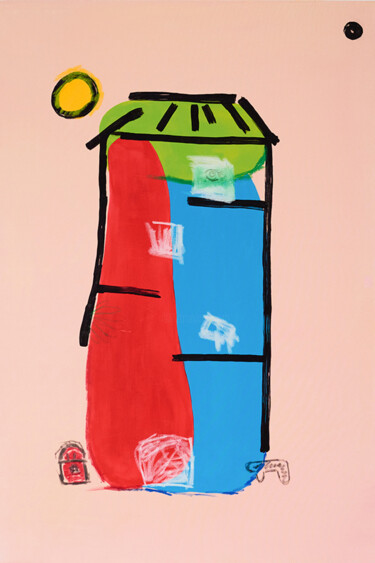 제목이 "Casa Alta n°001"인 미술작품 Riccardo Bonavires로, 원작, 아크릴 나무 들것 프레임에 장착됨
