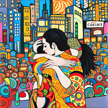 Arte digital titulada "Abrazo Apasionado:…" por Riccardo Zullian, Obra de arte original, Pintura Digital