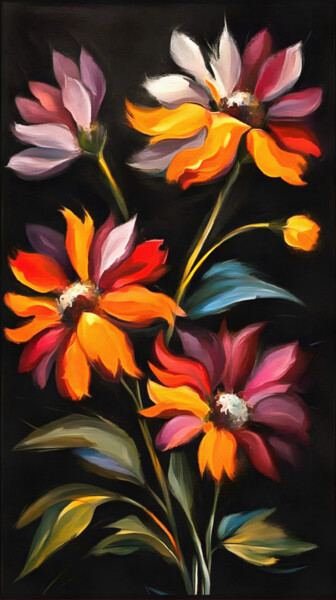 Arts numériques intitulée "Cuatro Flores" par Riccardo Zullian, Œuvre d'art originale, Peinture numérique