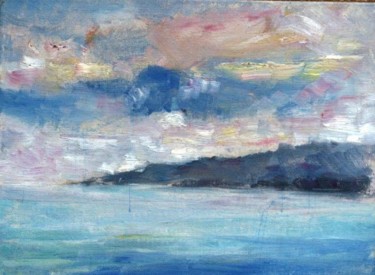 Pittura intitolato "Mare_-_Paesaggio_su…" da Riccardo Battigelli, Opera d'arte originale