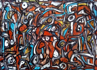 Painting titled "The hidden chickens…" by Riccardo Vitiello, Original Artwork, Acrylic