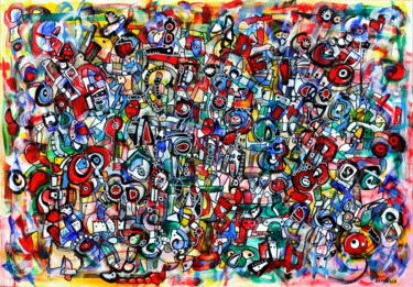 Painting titled "Micro universe of j…" by Riccardo Vitiello, Original Artwork, Acrylic Mounted on Wood Stretcher frame