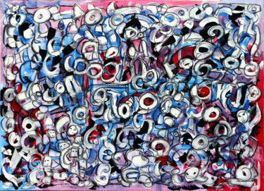 Картина под названием "The celebration in…" - Riccardo Vitiello, Подлинное произведение искусства, Акрил Установлен на Дерев…