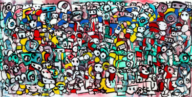 Schilderij getiteld "Peace rally" door Riccardo Vitiello, Origineel Kunstwerk, Acryl