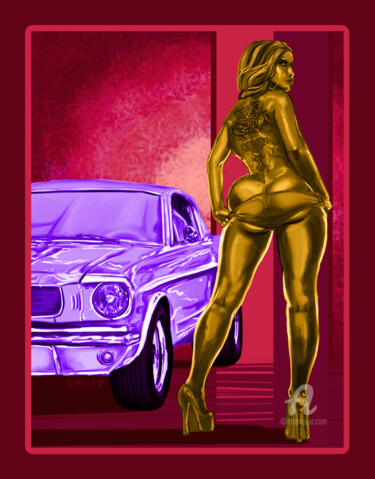 Artes digitais intitulada "muscle-car.png" por Rice Bare, Obras de arte originais, Pintura digital