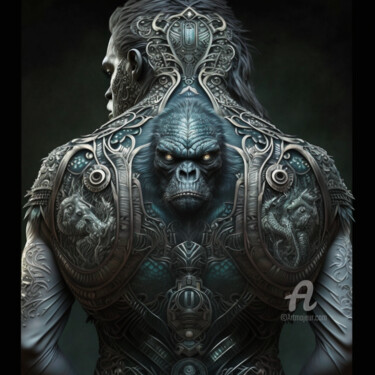 Arts numériques intitulée "Tattoos ofz Apes 2" par Rice Bare, Œuvre d'art originale, Image générée par l'IA