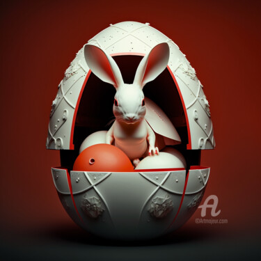 Digital Arts titled "BUNNY 4" by Rice Bare, Original Artwork, AI generated image