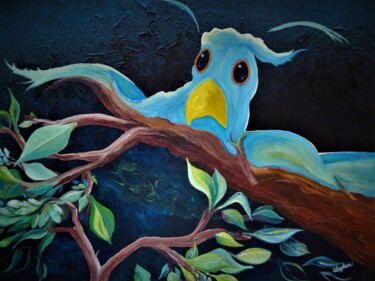Ζωγραφική με τίτλο "Bird on a Limb" από Rich Leyden, Αυθεντικά έργα τέχνης, Λάδι