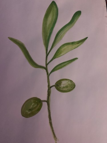 Painting titled "Olive 1" by Richard Mangold, Original Artwork, Watercolor
