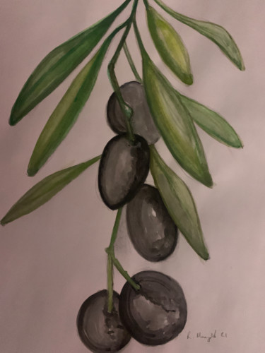 Painting titled "Olive 3" by Richard Mangold, Original Artwork, Watercolor