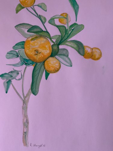 Painting titled "Oranges" by Richard Mangold, Original Artwork, Watercolor