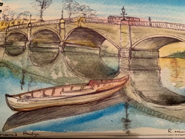 Painting titled "Richmond Bridge" by Richard Mangold, Original Artwork, Watercolor