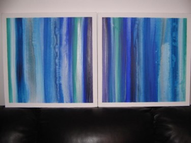 Peinture intitulée "Neon Aqua" par Richard Mangold, Œuvre d'art originale, Huile