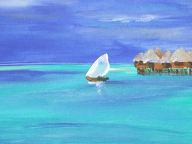 Pittura intitolato "Watching a sailboat" da Richard Mangold, Opera d'arte originale, Olio