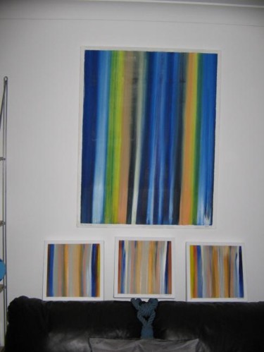 Peinture intitulée "Neon with Neon Trio" par Richard Mangold, Œuvre d'art originale, Huile