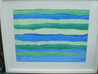 Painting titled "Green Blue Waves" by Richard Mangold, Original Artwork, Oil